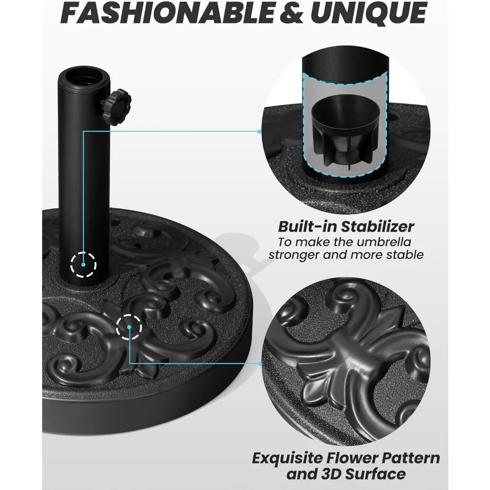 Base de sombrilla de Patio, soporte de sombrilla de cemento redondo de alta resistencia para exteriores, cubierta, césped, jardín, 30 libras