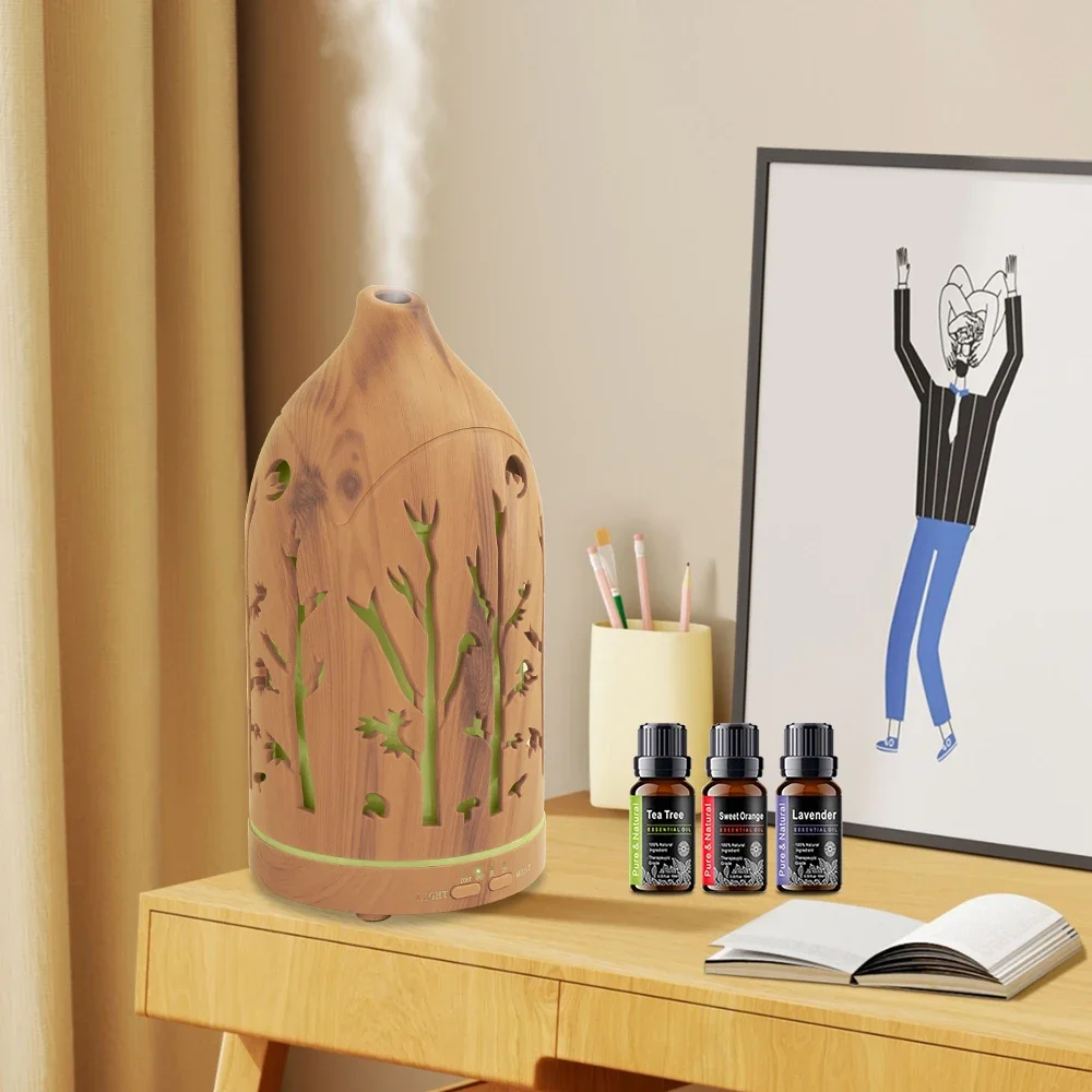 Hollow-Out Aromatherapy Diffuser  7 LED Mood Lights, 3 Premium Oils, Silent & Safe Operation