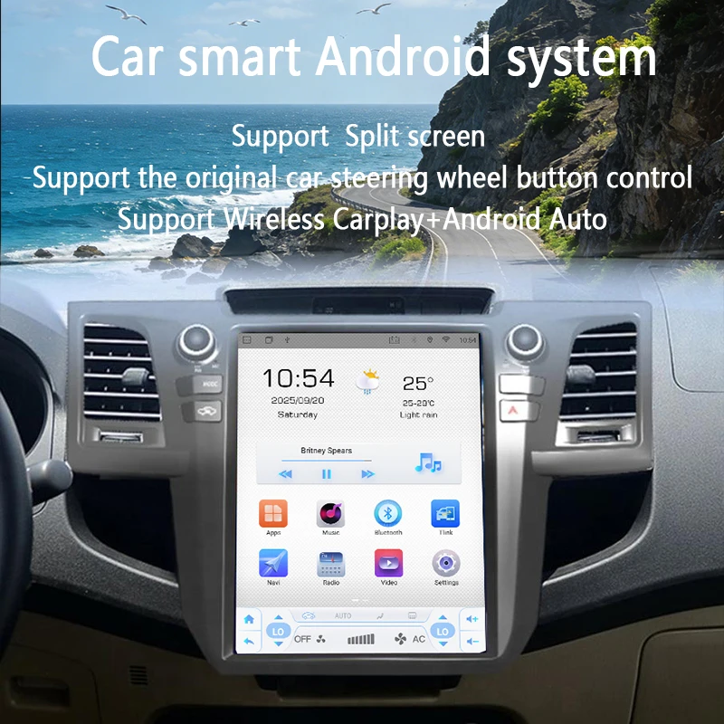 

Для Toyota Fortuner 2005-2014 Android 13 автомобильный видеоплеер радио стерео GPS мультимедийный головное устройство 256 ГБ экран Tesla