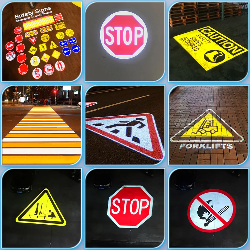 Industrial Projector Light Skywalk Forklift Safety Warning Line Floor Marking Pattern Spotlight Customization