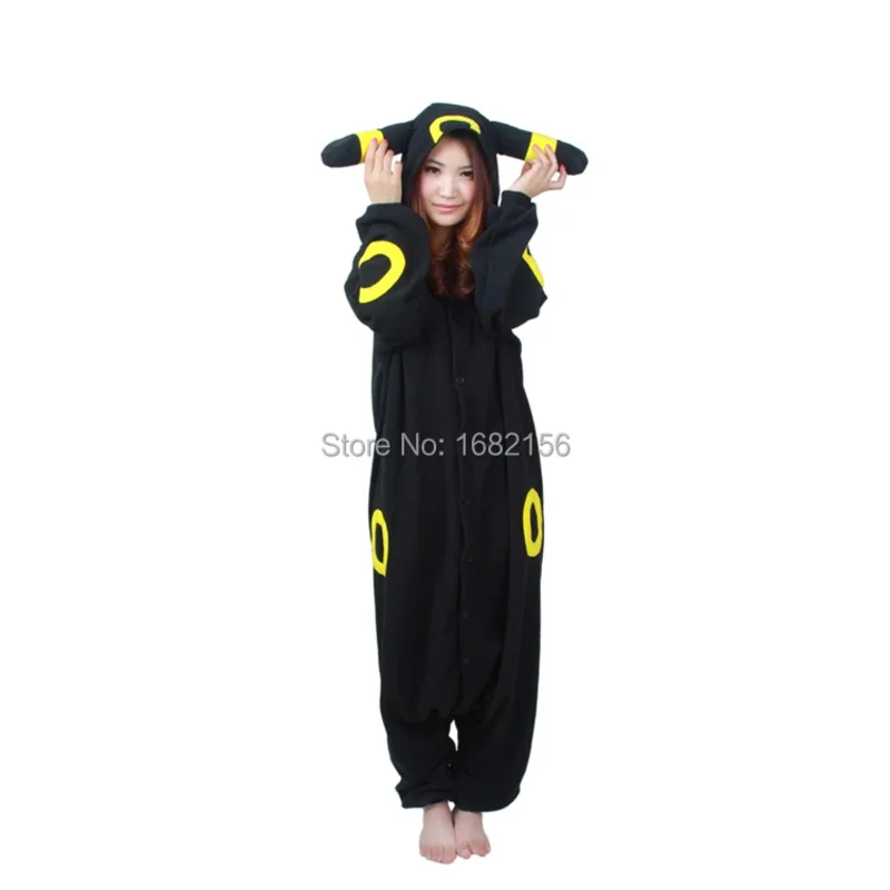 Zz04zz12Kigurumi disfraz de Cosplay de Anime para adultos mono Umbreon negro pijamas de mapache de dibujos animados Unisex fiesta para mujer hombre