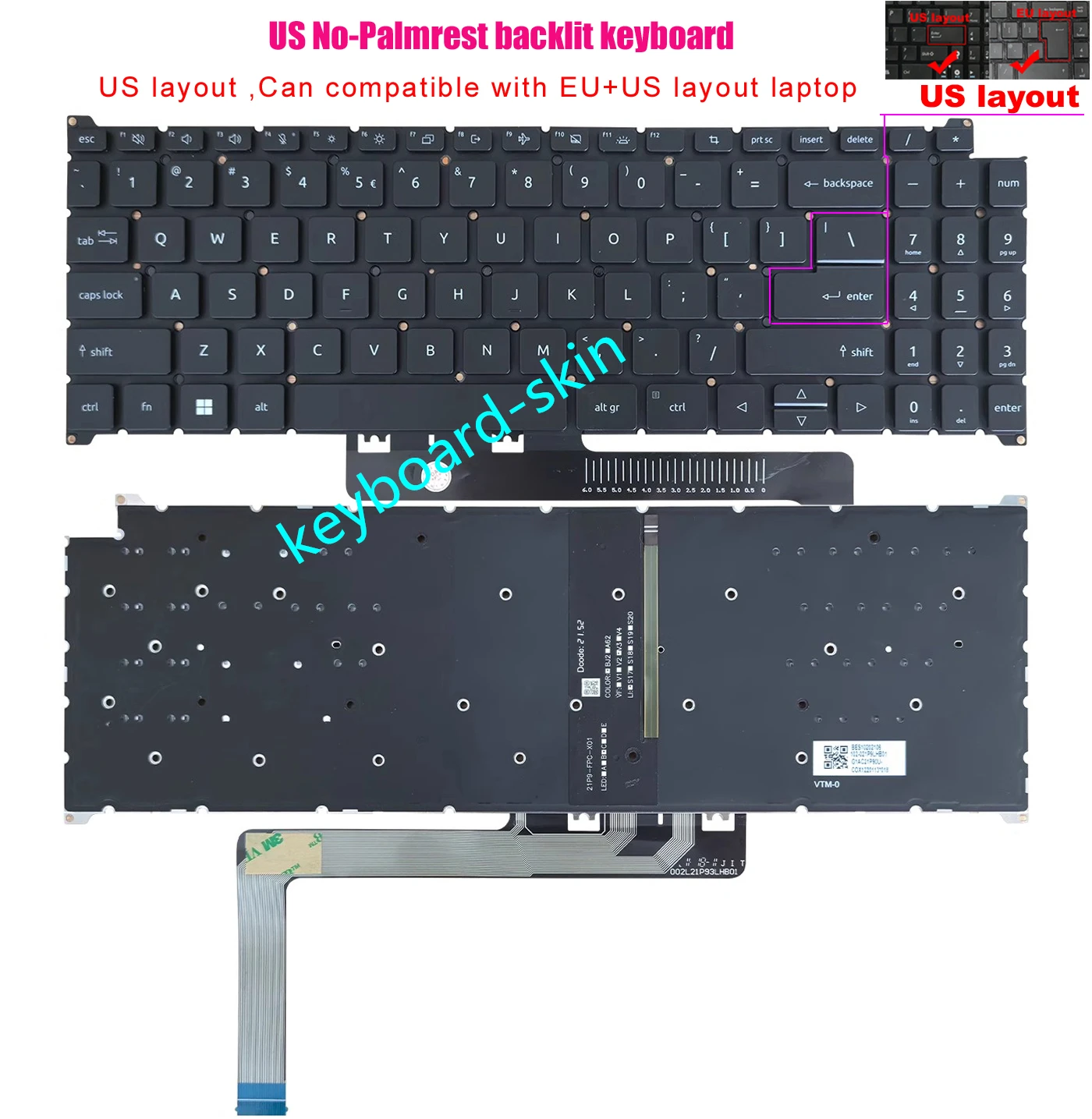 

Новая черная клавиатура США с подсветкой для ноутбука Acer Swift Go 16 SFG16-71 N23C7, SFG16-72, SFG16-72T