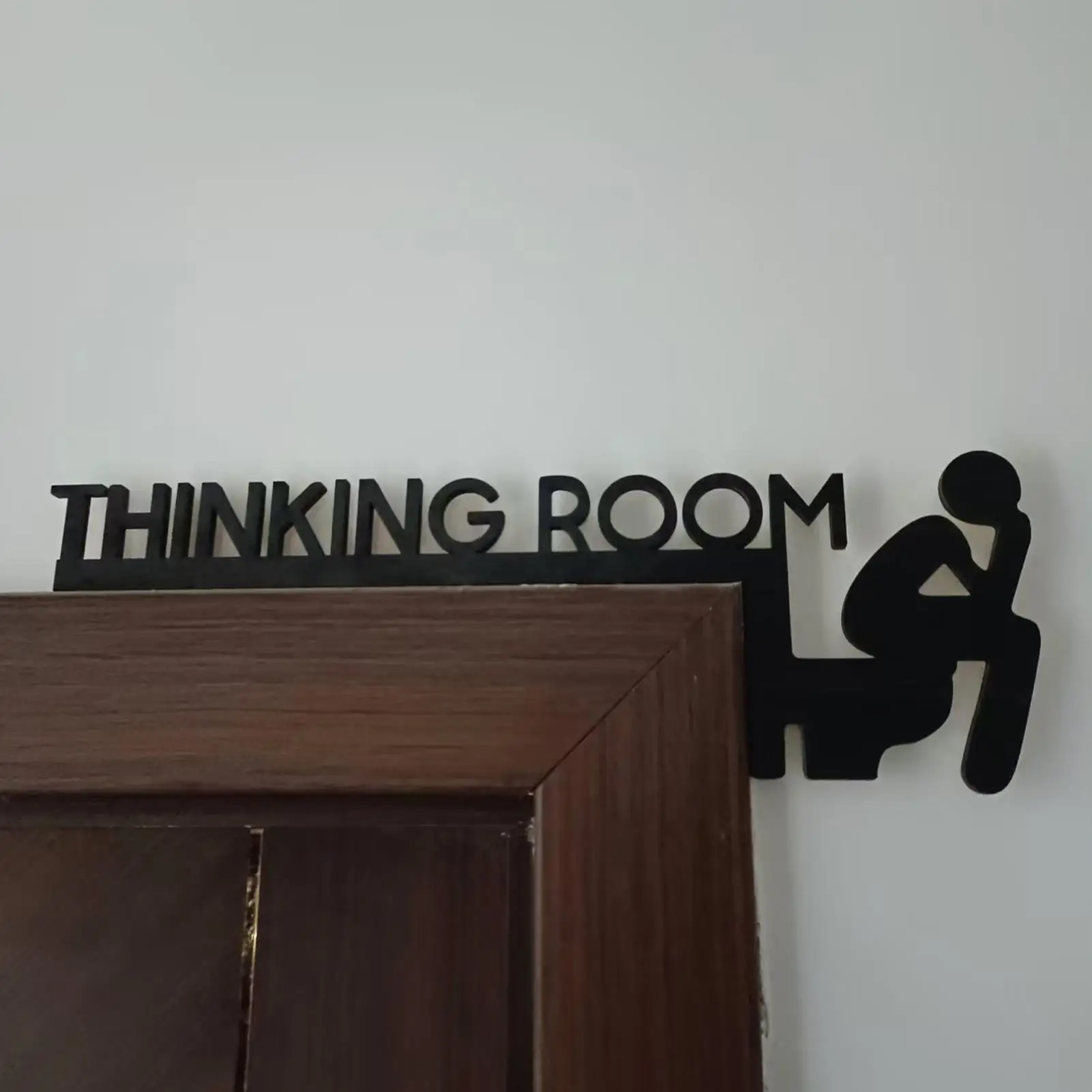 1PCS Moderne Holz Wc Tür Zeichen Lustige Denken Zimmer Wand Skulptur Tür Zeichen Kreative Fenster Tür Rahmen Dekoration