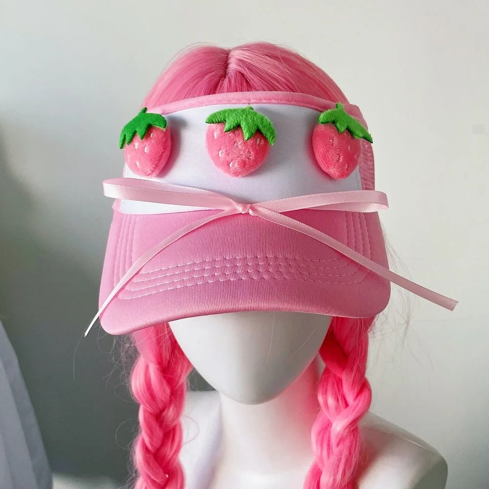 Sweet Strawberry Hat Pink Subculture Cute Empty Top Hat Women's Y2k Harajuku Gothic Punk Lolita Spicy Girls Headwear