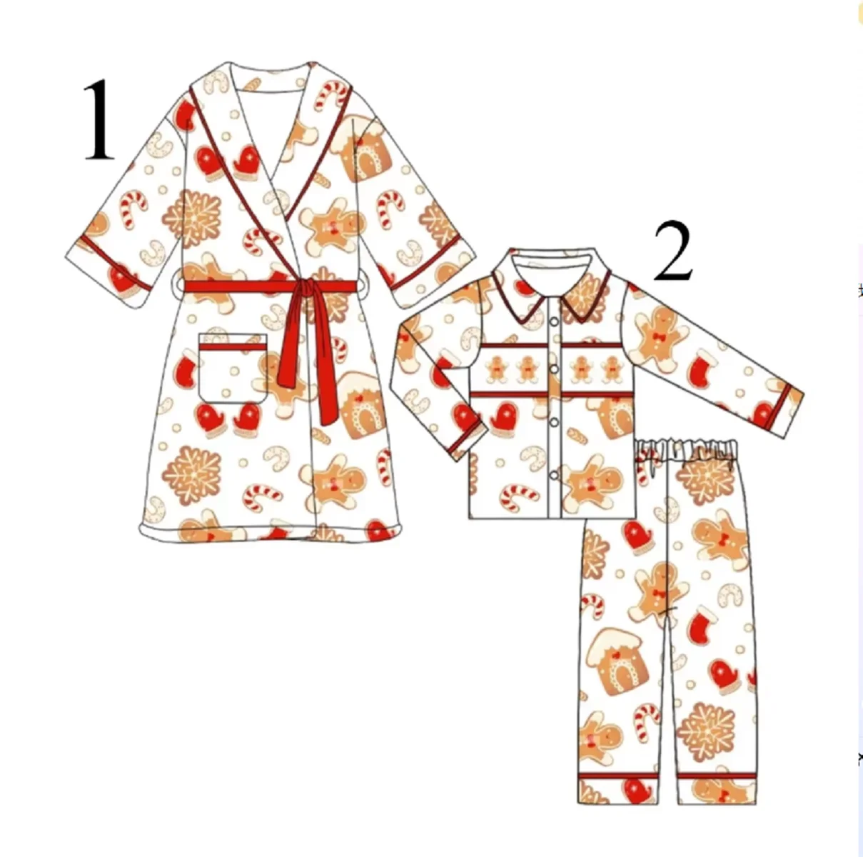 Christmas Cartoon Print Boys White Long Sleeves And Trousers Boutique Suit Wholesale and Retail