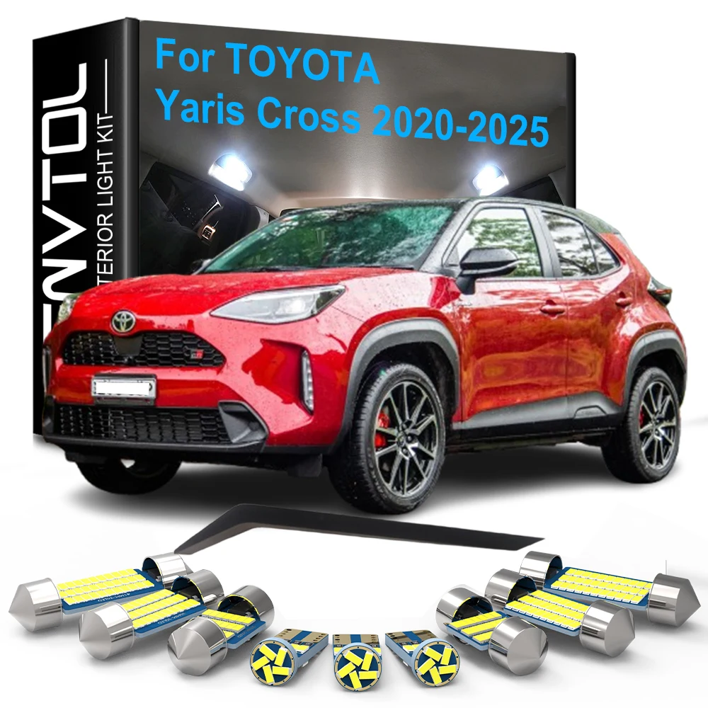 11pcs LED Interior Lights Kit Canbus For Toyota Yaris Cross 2020 2021 2022 2023 2024 2025 Car Dome Vanity Mirror Trunk Lamps