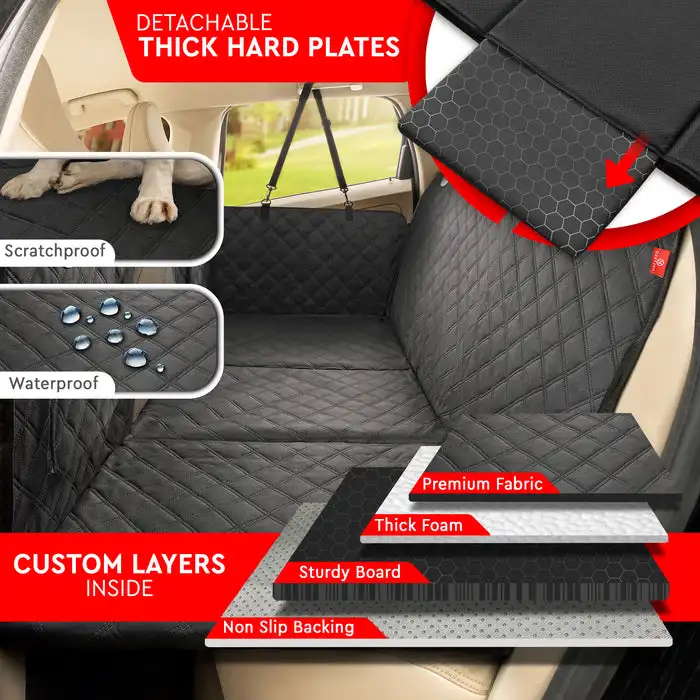Large Size Dog Car Seat Cover Durable Zipper Hammock Pet Pads Mat Manufacturer Made Oxford Solid Safety Belt for Back Seat - view 3