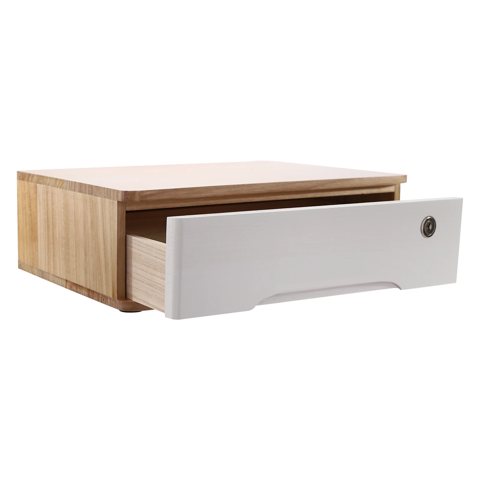 40*28*12cm Indoor Wood Desktop Storage Box Rectangular Office Supplies Drawer Organizer with Recessed Handle