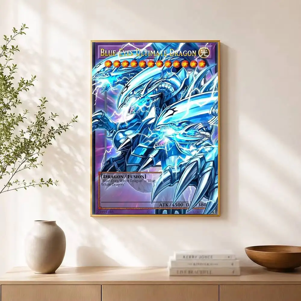 Y-Yu-Gi-Oh Victory Dragon Poster Waterproof Wall Art Sticker For Bar Living Room Vintage Decor High Quality Print Gift