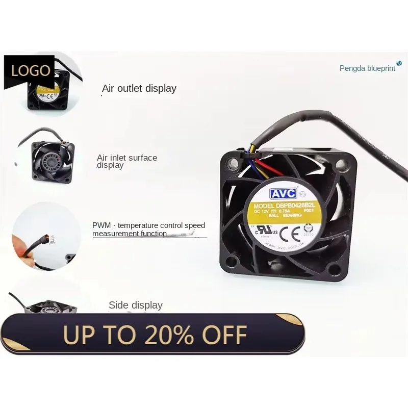 pa DBPB0428B2L Dual Ball 40281V2 0.78A 18000 rpm PWM Speed Measuring 4CM Server Fan40*40*28MM