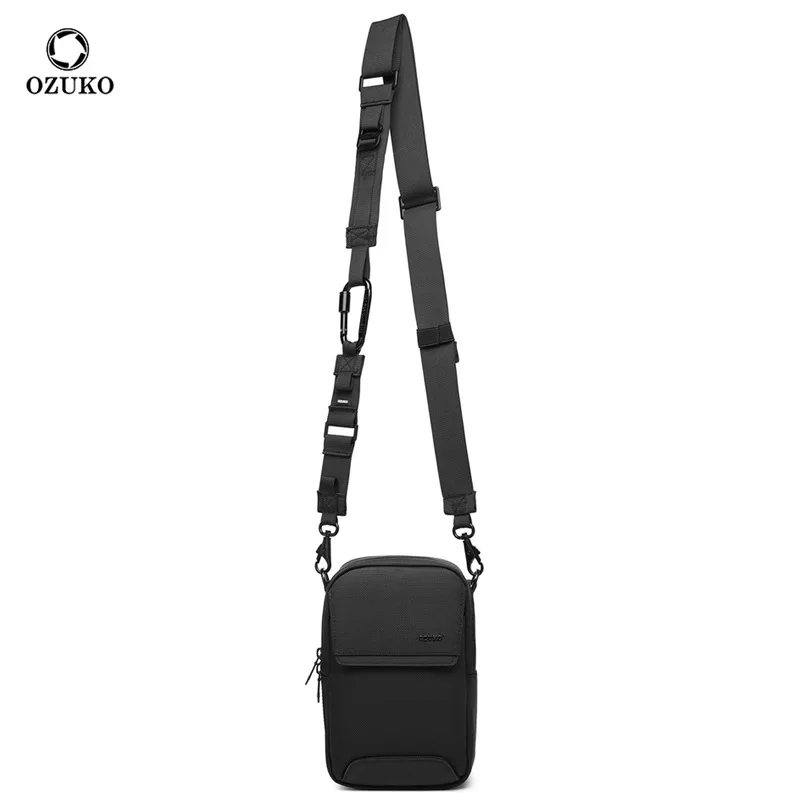 OZUKO Men's Single Shoulder Outside Travel Waterproof Crossbody Bag Multi-function Mobile Small Phone Bag