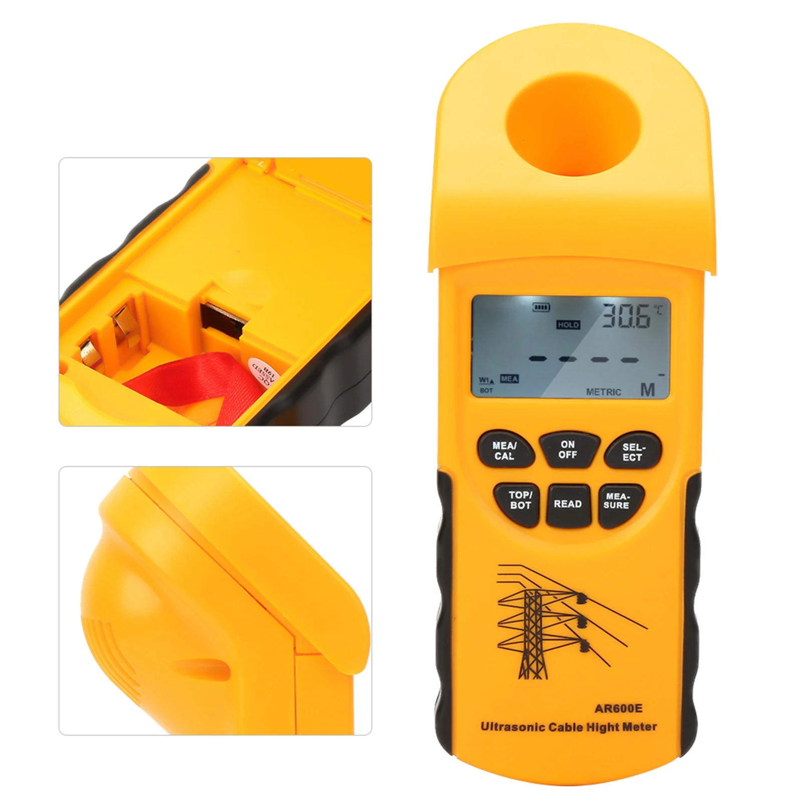 كابل ارتفاع متر الاستشعار الذكي AR600E شاشة الكريستال السائل 6 كابلات قياس كابل بالموجات فوق الصوتية ارتفاع متر