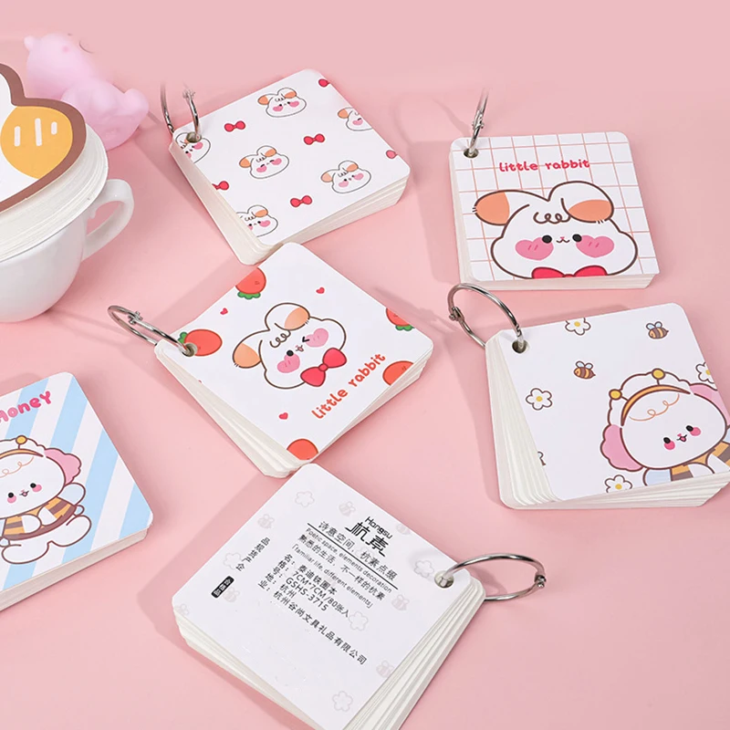80 Sheets Blank Index Cards Binder Ring Flipping Mini Portable Notepad Diary Book  Exercise Book Notes Scrapbooking Gift