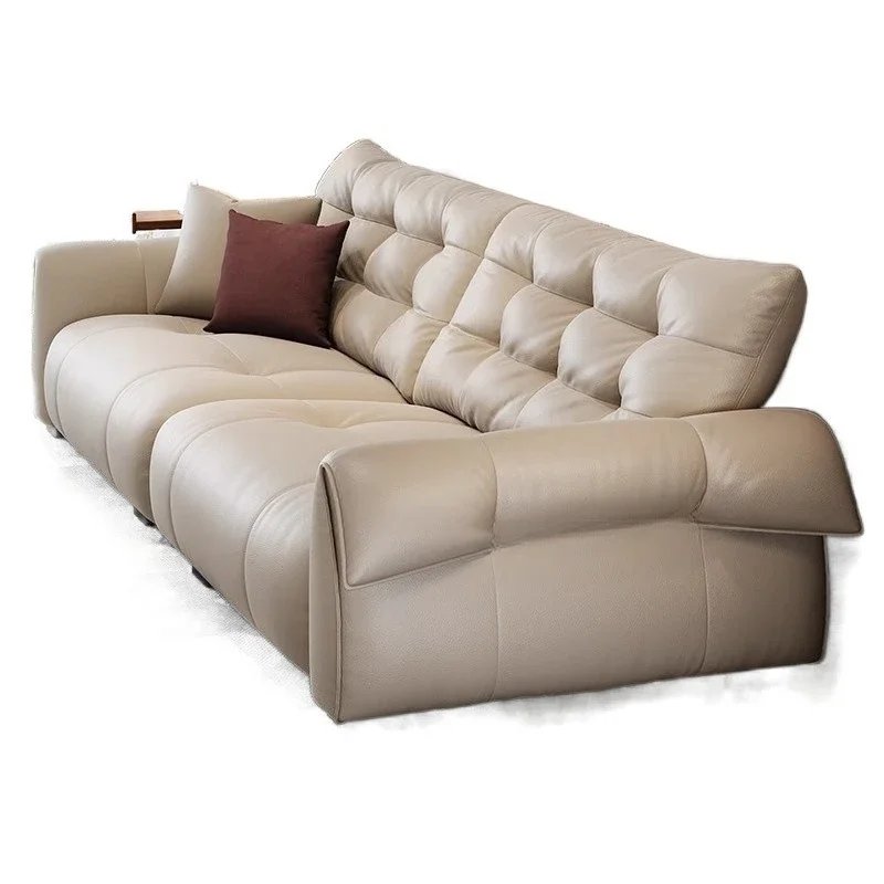 Cowhide simple light luxury swan minimalist leather sofa