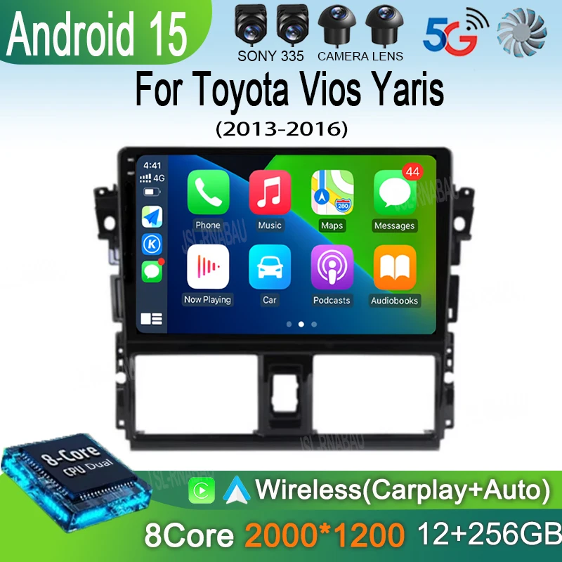 

Android 15 Carplay Auto Car Radio For Toyota Vios Yaris 2013 2014 2015 2016 Multimedia Video Player GPS Navigation 2din Stereo
