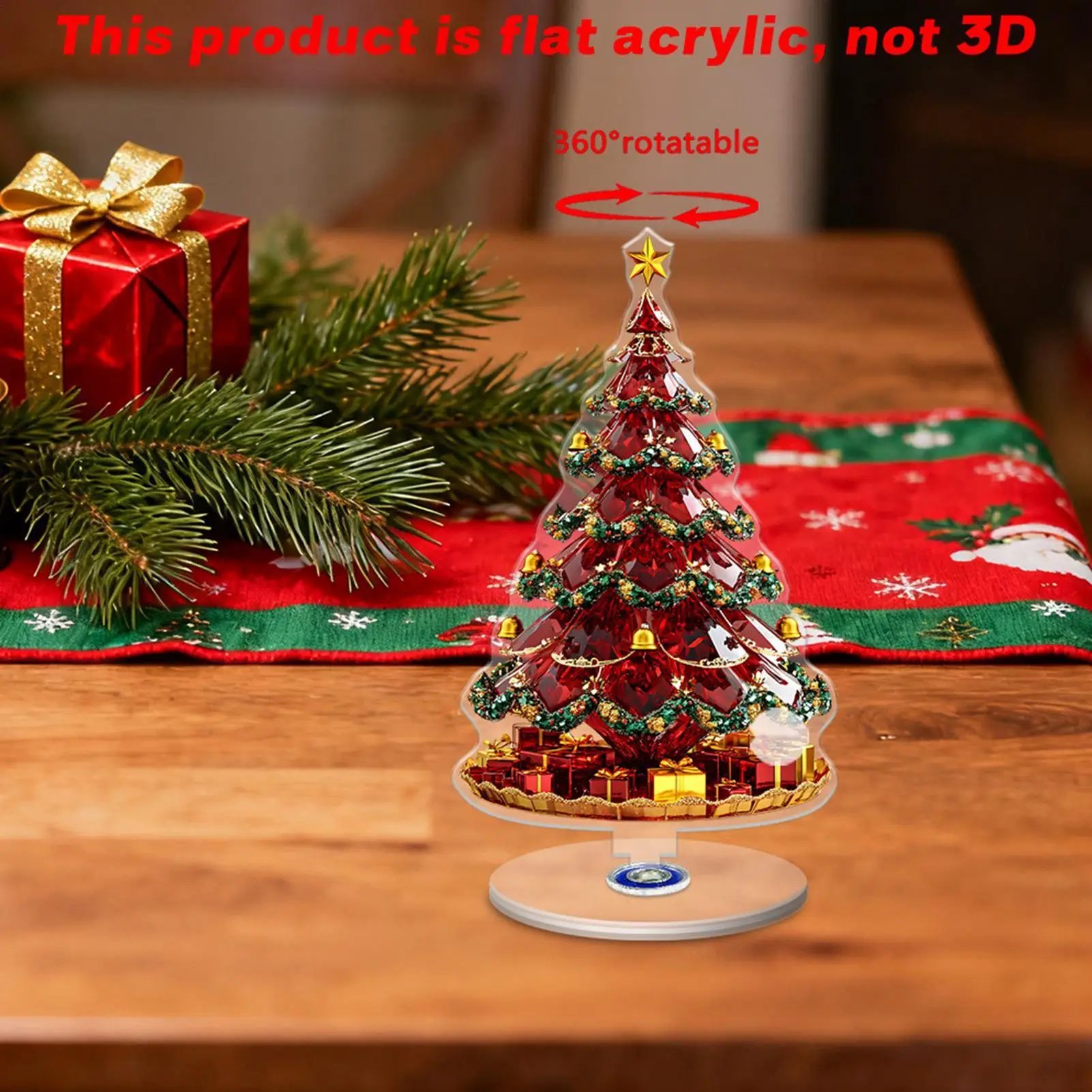 2D Acrylic Christmas Desk Decor Ferris Wheel Carousel Christmas Tree Holiday Decoration Sign Tabletop Centerpiece for Shelf