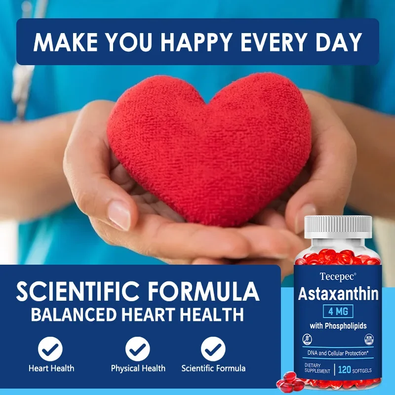 Astaxanthin 4 Mg - with Phospholipids, Supports DNA and Cell Protection, Eye Health, Heart Health and Immune System Support