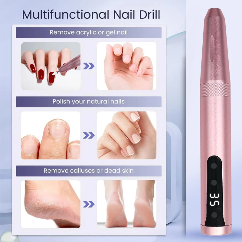 بدلة أظافر باديكير لاسلكية قابلة لإعادة الشحن لأطراف أظافر جل الأكريليك، أداة العناية باليدين والقدم لحفر الأظافر للأظافر السميكة #5