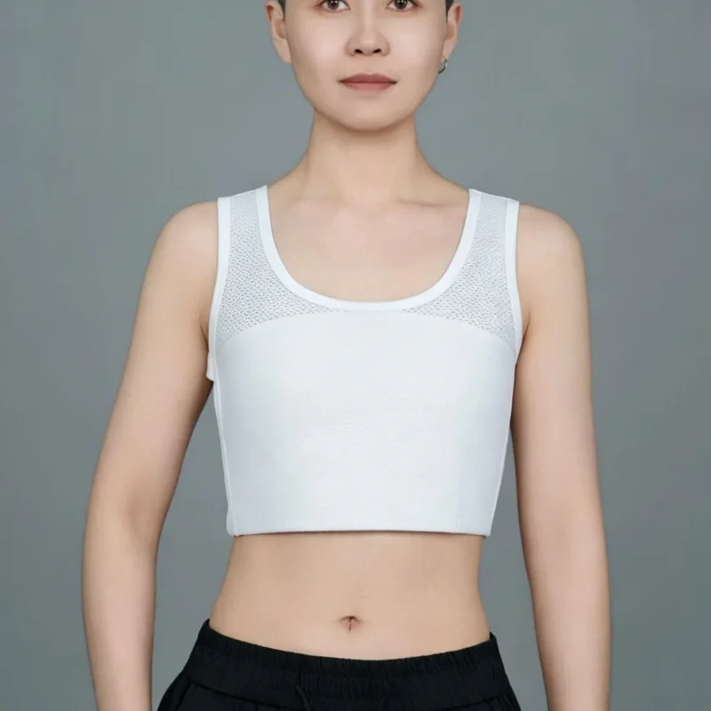 Sujetador tipo corsé sin costuras con cremallera lateral para mujer, transpirable, con absorción de impactos, para lesbianas, con diseño hueco, para sujetar el pecho.