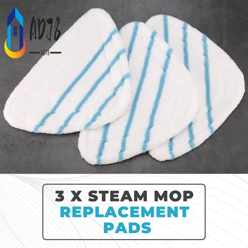 

AD78-3Pcs Steam Mop Replacement Pads Triangle Washable Cloth Cleaning Floor Microfiber Mop Head Pad Steam Mop Fittings