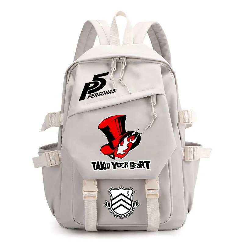 29×42×13cm Black White Blue Green Pink, Persona 5, P5, Student Kids Teens School Bags, Large Capacity Anime Backpacks Girls Boys