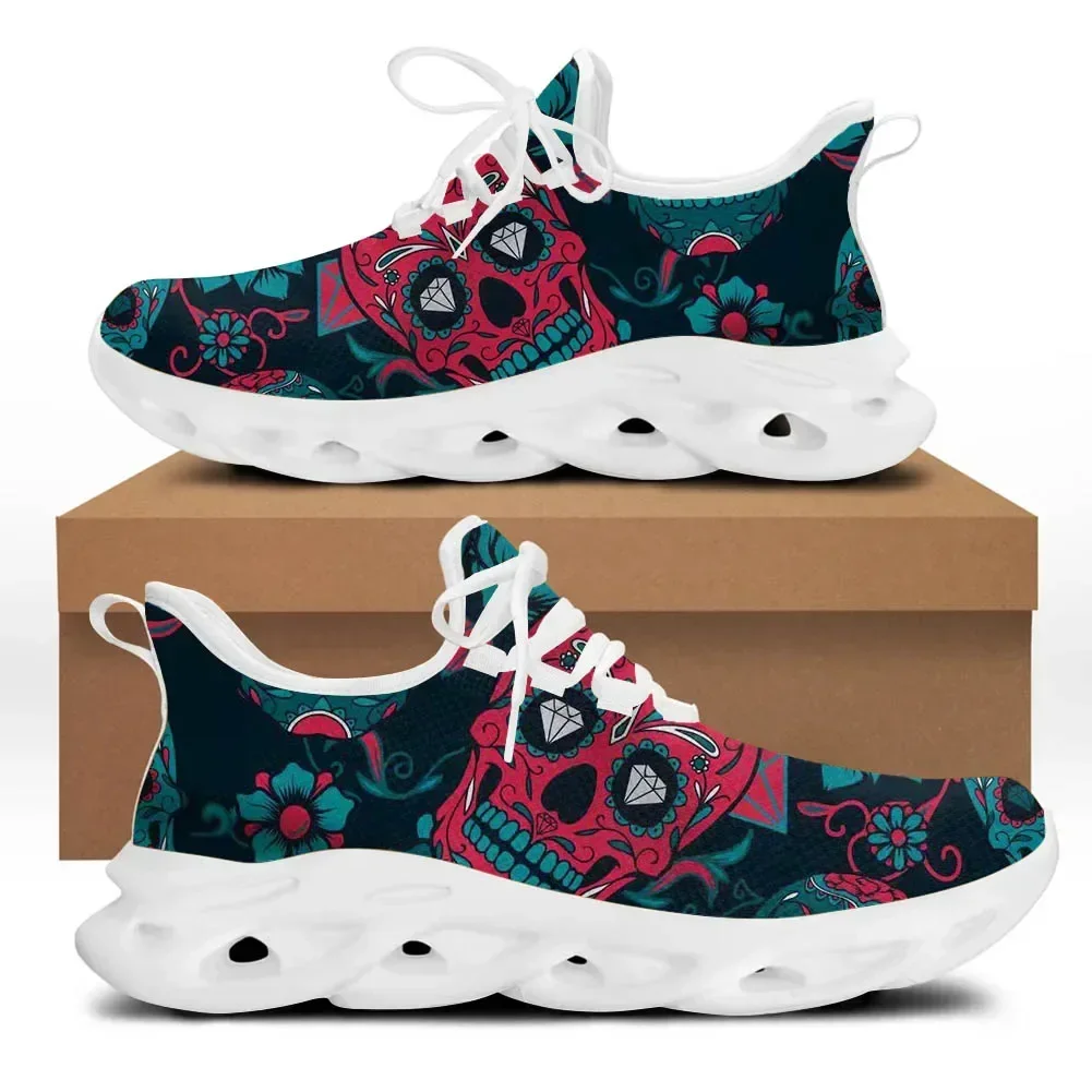 

Женская вулканизированная обувь с дизайном сахарного черепа, легкие женские кроссовки на шнуровке с принтом черепа, повседневные дышащие кроссовки для бега