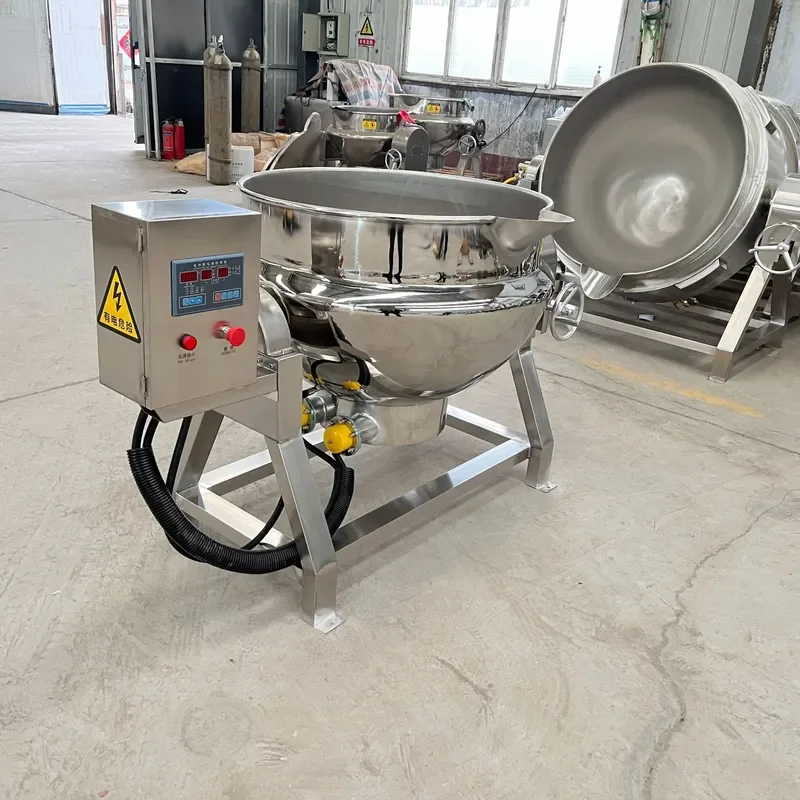 Stainless Steel Electric Heating Stirring Interlayer Pot for Hot Pot Base Chili Sauce Wok 100L Steam Interlayer Pot