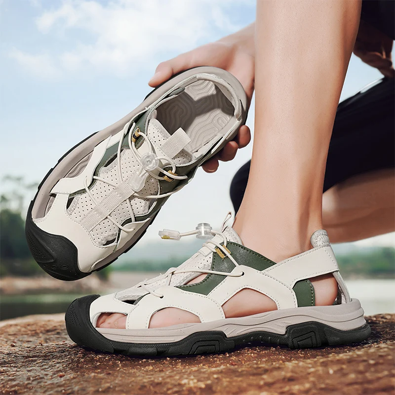 Breathable Casual Sandals, Fashionable Men's Shoes, Versatile Outdoor Slip-Ons, Plus Sizes