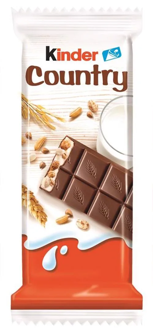 Kinder Country-chocolate con leche, relleno de leche y cereales, 23,5g