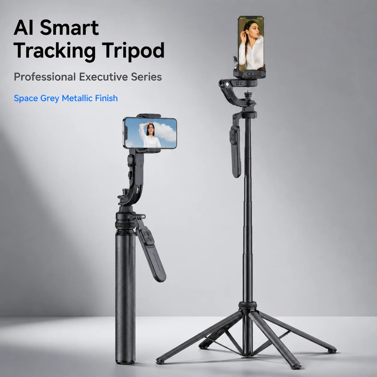 Professional 1.8M Aluminum Alloy AI Smart Face Tracking Selfie Stick Tripod 360 Auto Rotation App Integration Wireless Control