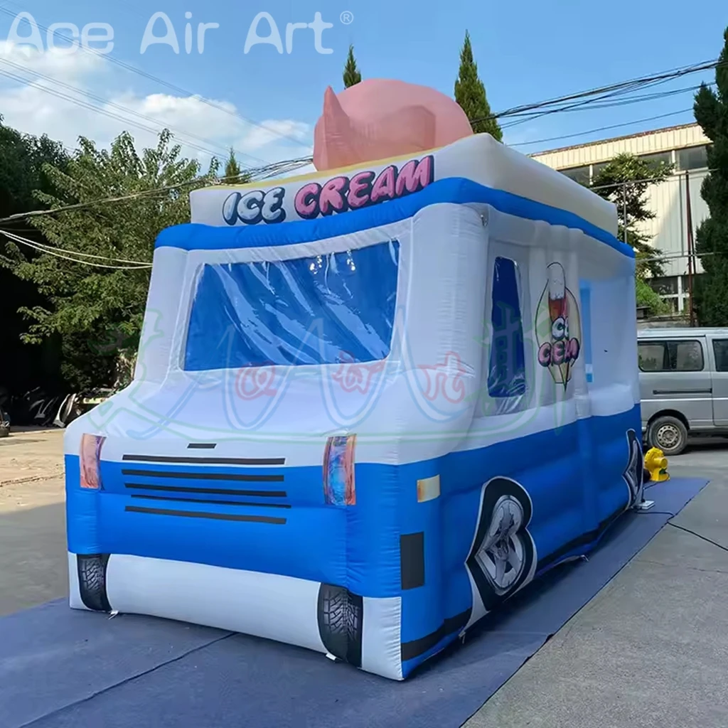 Tente gonflable de camion de crème glacée, stand gonflable de crème glacée, kiosque alimentaire gonflable