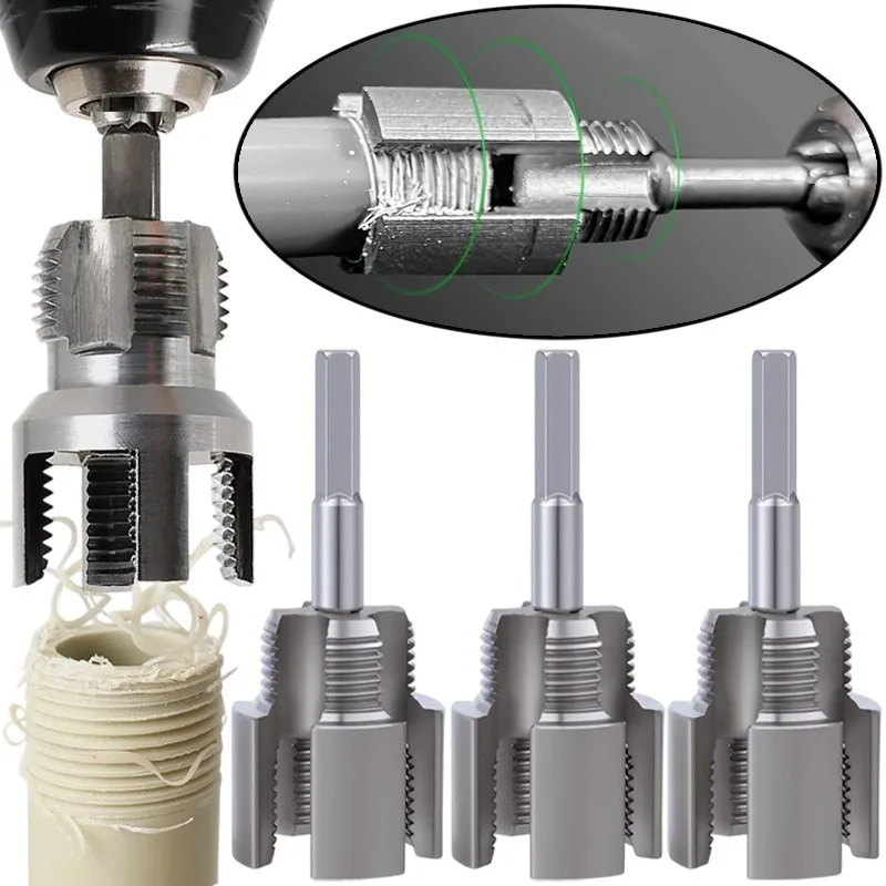 Pipe Threading Tool Hex Shank Die Head Thread Opener PPR PVC Internal & External Pipe Threading Plumbing Tapping Tools Tap Dies