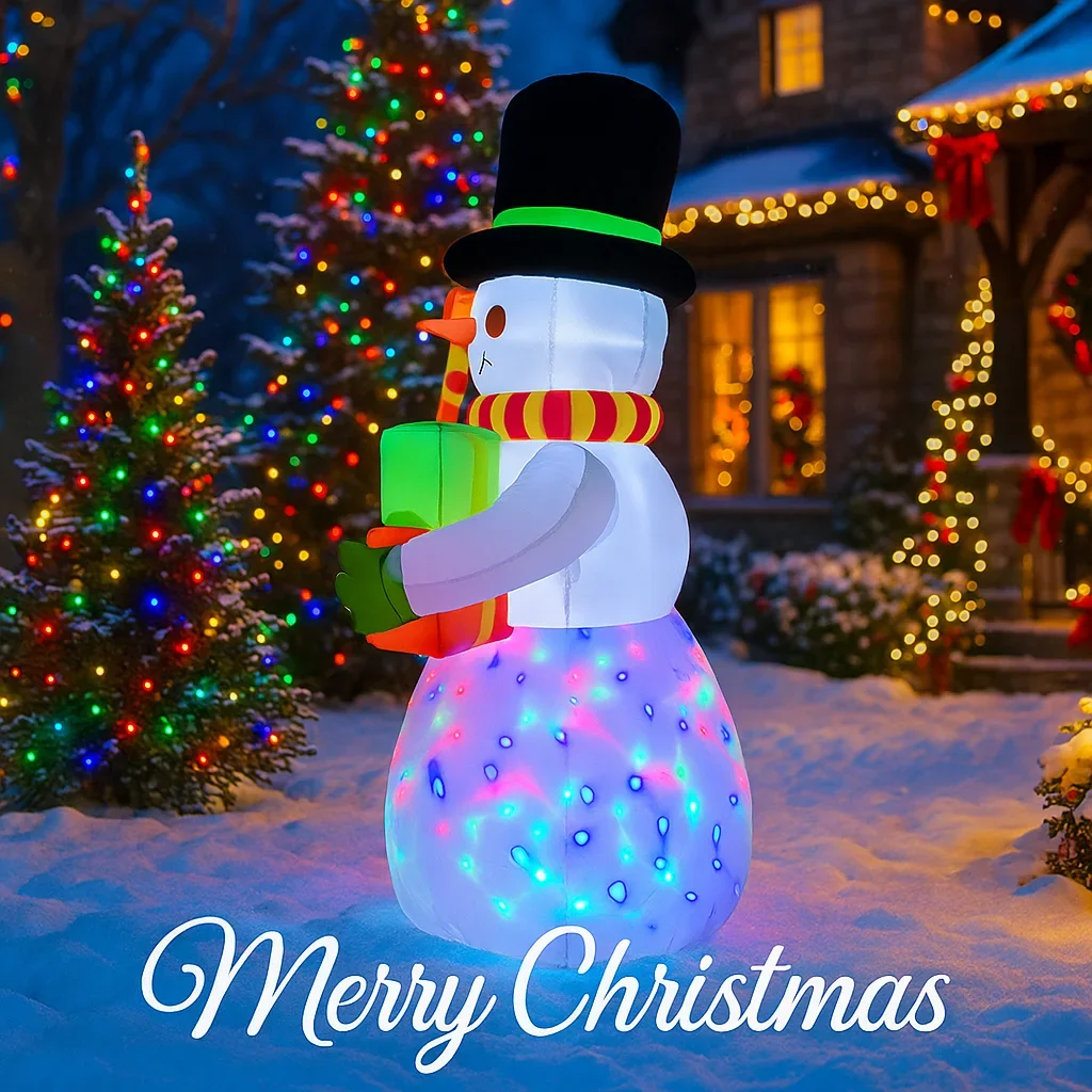 4.92FT Inflatable Toy Snowman Hat Christmas Decoration for Yard With LED Xmas Supplies Christmas Decorations Home Ornament