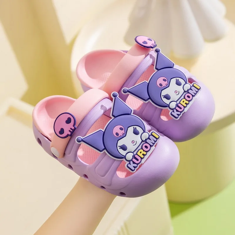 سانريو الأطفال مرحبا كيتي حديقة أحذية Kawaii Kuromi أحذية الشاطئ صندل أحذية المنزل النعال الاطفال حذاء كاجوال الكرتون أنيمي