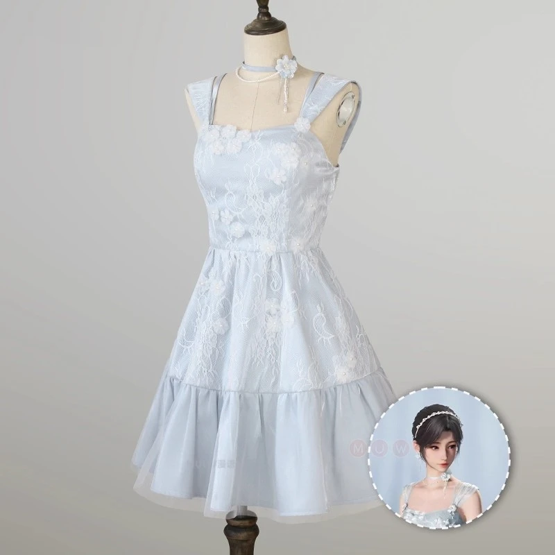 

Love and Deepspace Heroines Cosplay Costume Anime Women Sexy Haze Blue Dress Daily Date Uniform Role Play Clothing Party Suit