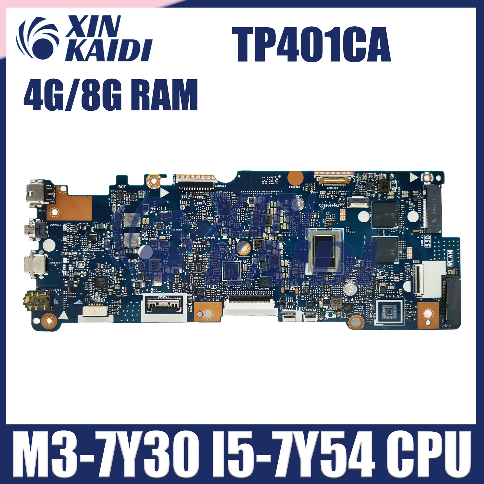 Computer Mainboard For ASUS VivoBook 14 TP401CA TP401C TP401CAE Laptop Motherboard M3-7Y30 I5-7Y54 CPU 4G 8G-RAM 0G 64G 128G-SSD