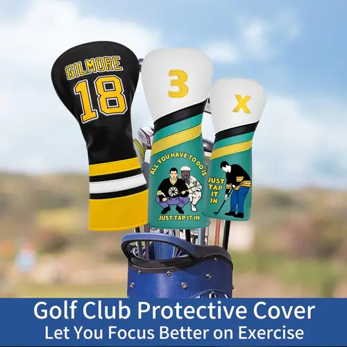 Imagen 2 del producto Happy Gilmore Golf Club Headcover para conductores, maderas de calle, híbrido/rescate, juego de fundas para cabeza de golf de cuero pu de primera calidad