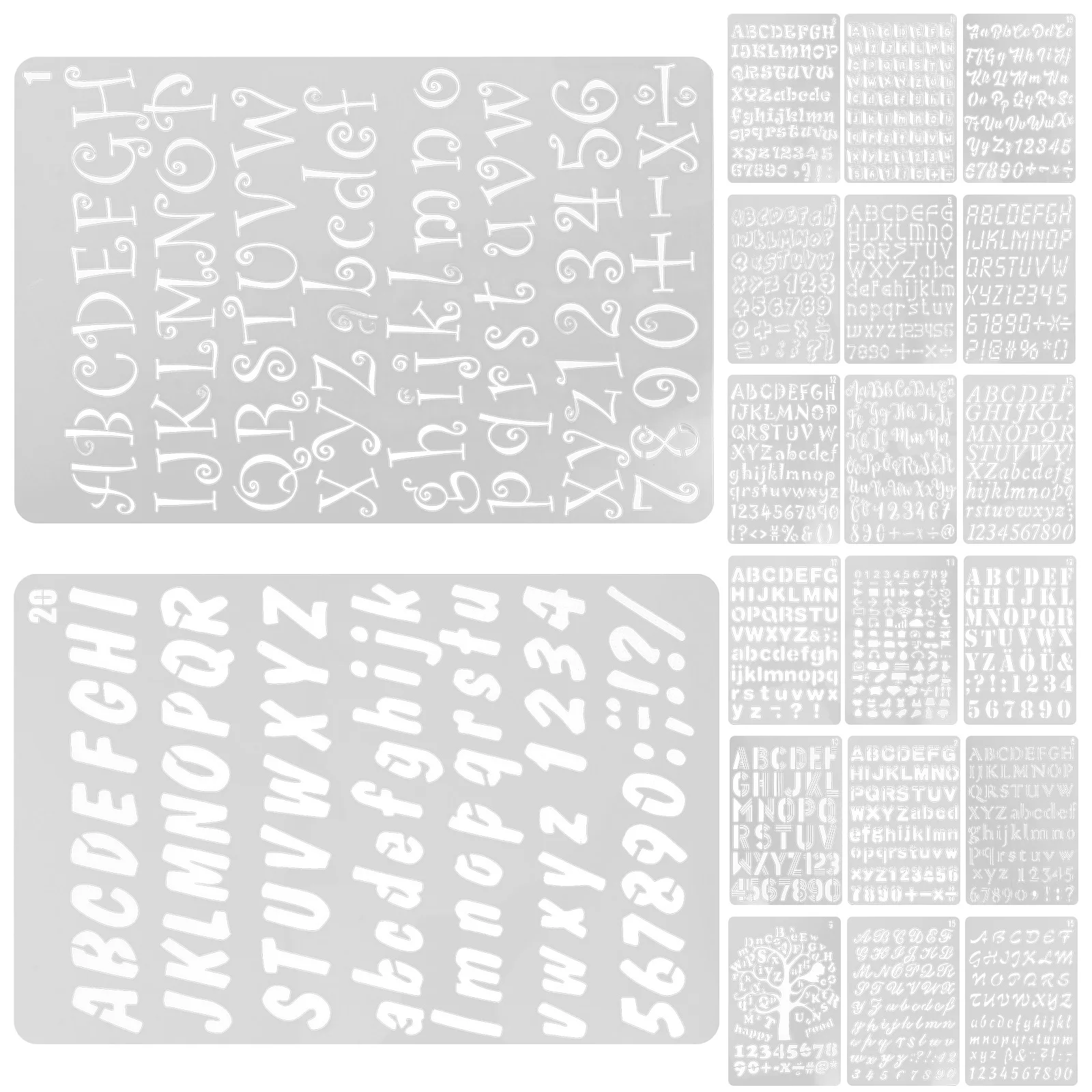 

20pcs Alphabet Stencils Letter Copy Board Customizable Thin Templates Reusable Supplies DIY Painting Tools