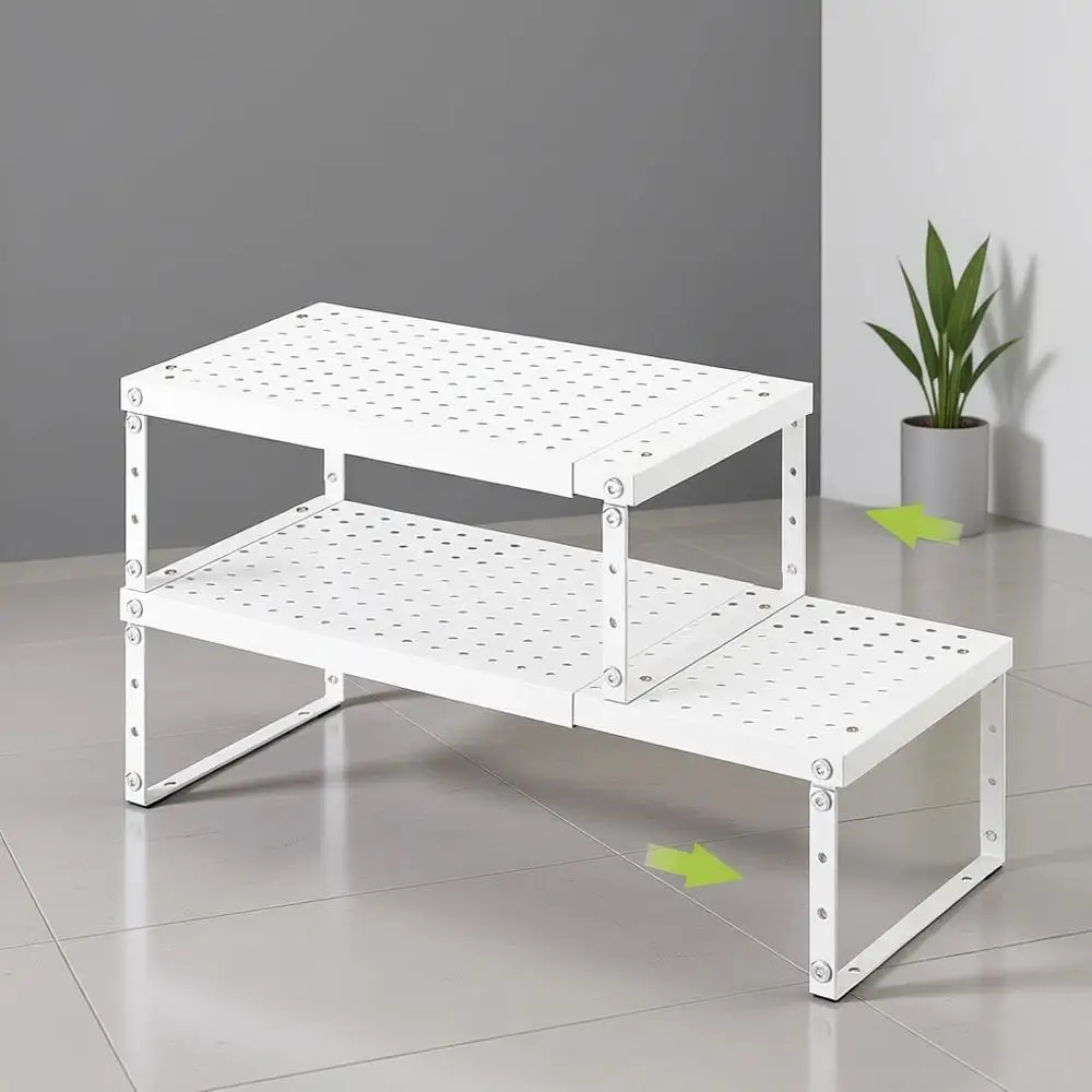 

Регулируемая по высоте кухонная полка-органайзер, штабелируемая настольная полка для кладовой, шкафа, стола, хранения на столешнице