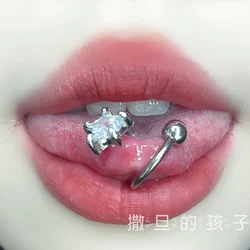 1.6mm star stainless steel tongue nail perforated decoration fashion sexy tongue ring