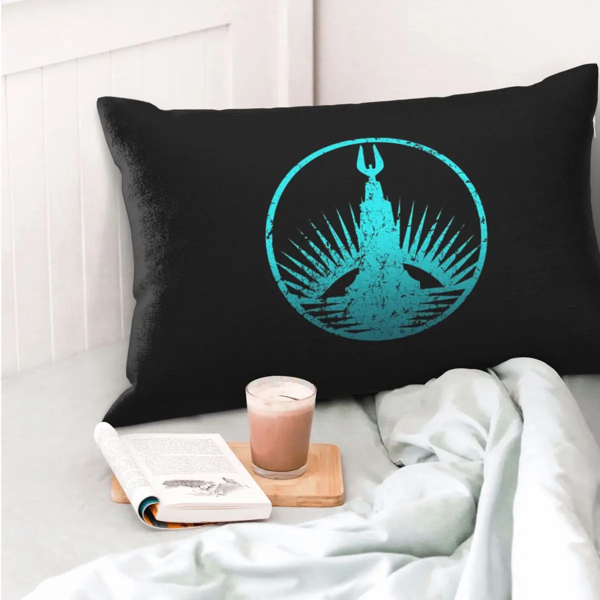 Housse de coussin rectangulaire délavée bleu sarcelle Bioshock Rapture, décoration pour chambre à coucher, lit, maison, confort, coussin décoratif