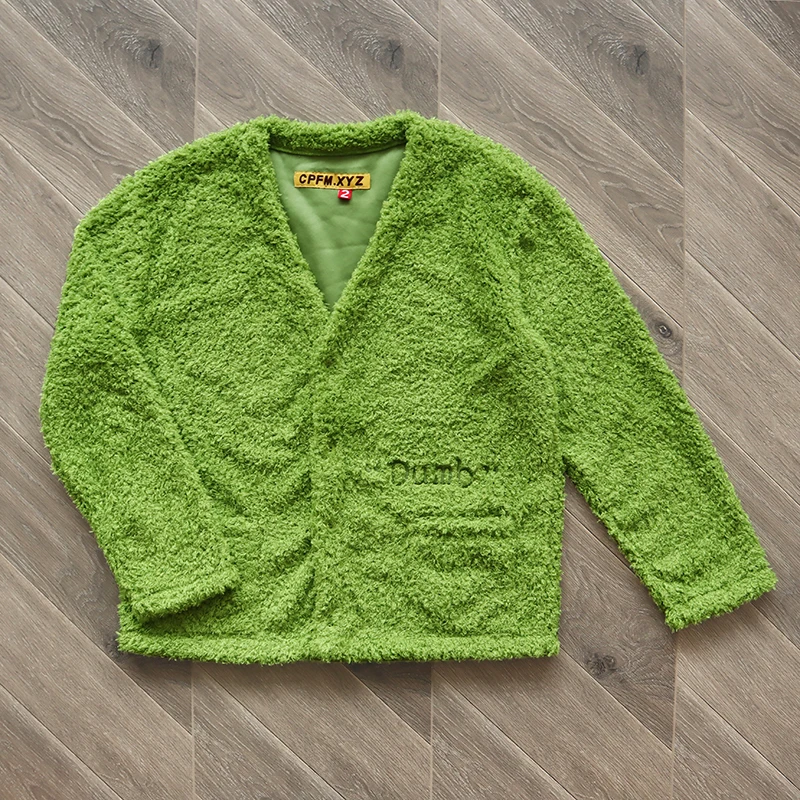 

CPFMXYZ Knitted V-Neck Cardigan Embroidered Open-Shirt Men's Women's Long Sleeve Standard Fit Autumn Fashion Youthful