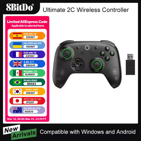 8BitDo Ultimate 2C Wireless 2.4G Gaming Controller Gamepad Joystick for PC Windows 10 11 Steam Deck Raspberry Pi Android