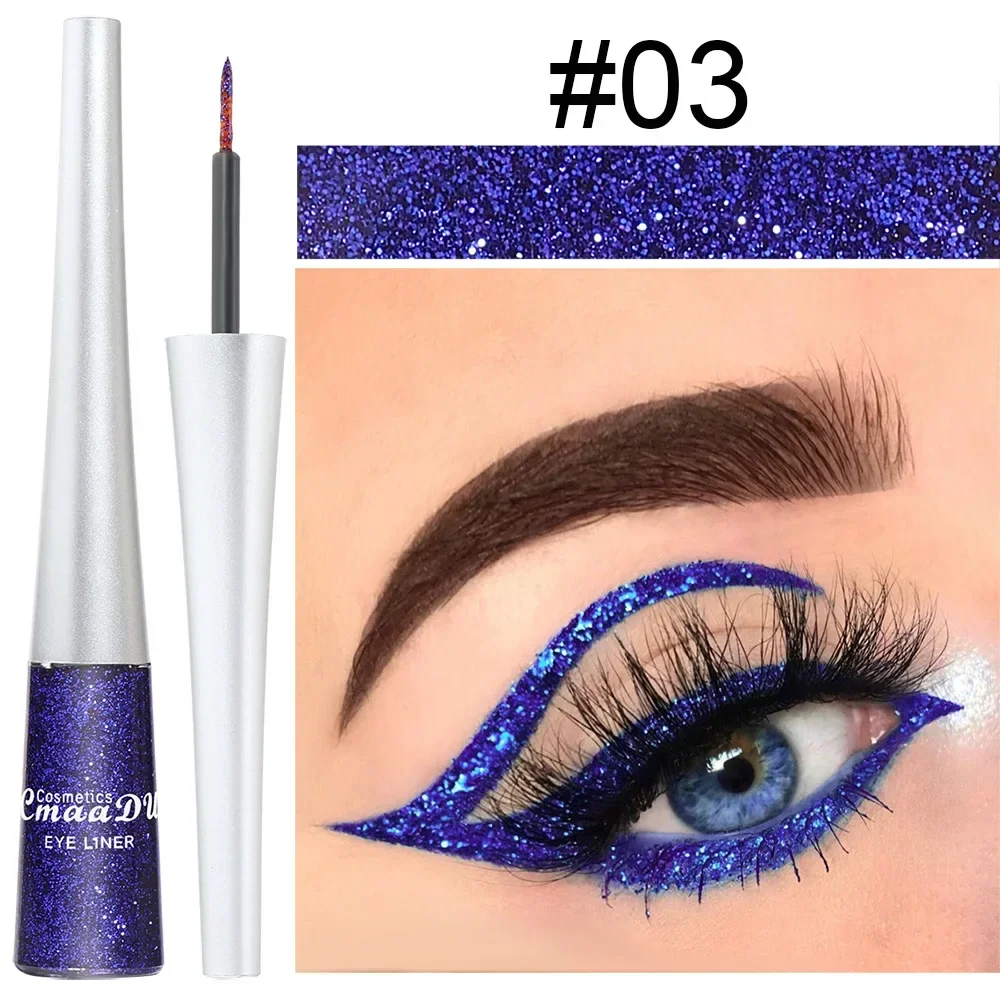 Glitter Liquid Eyeliner Pearlescent Diamond Eyeshadow 16 Color Sequins Blue Silver Pink Rose Gold Mini Fine Brush Eyeline Makeup