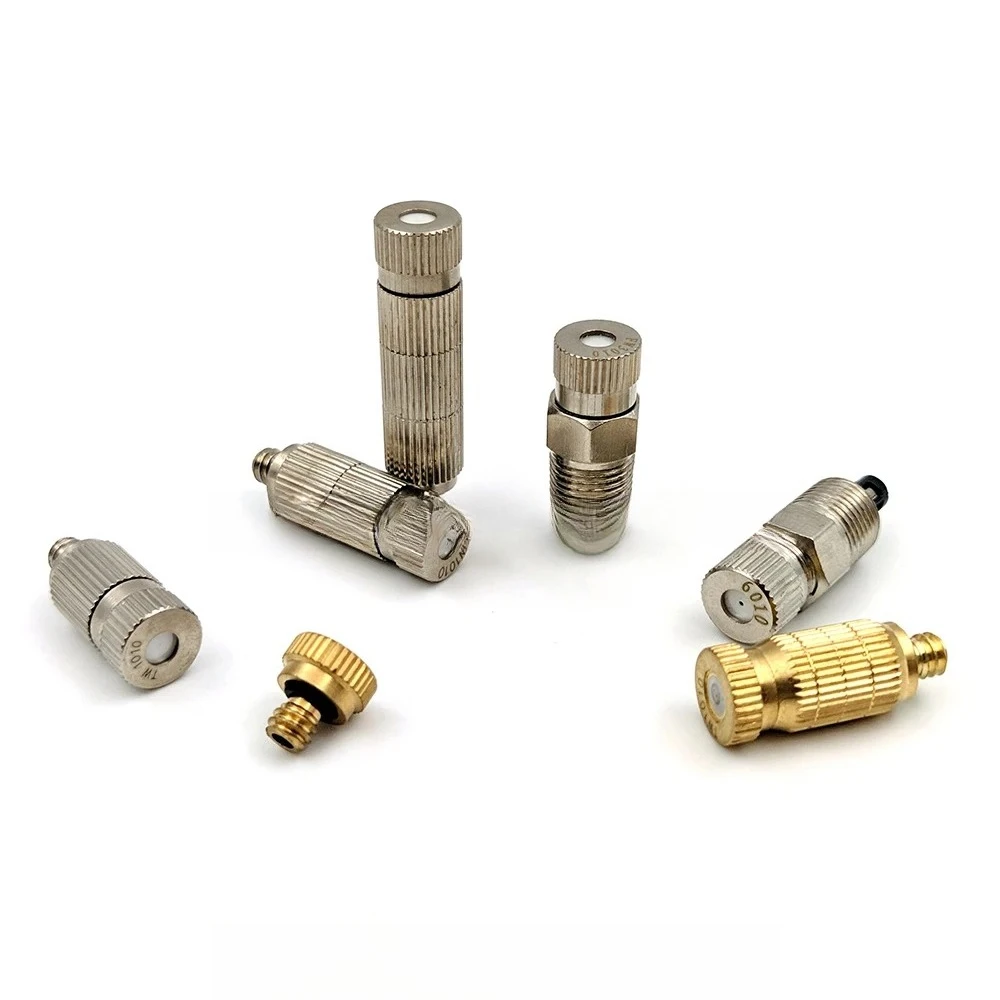 1/8 Inch Anti‑Drip Mist Fog Nozzle, Ceramic & Stainless Steel Core Atomizing Sprayer Nozzle for Garden Humidification Misting