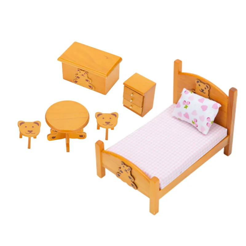 

1:12 Dollhouse Miniature Food Toys Bear Furniture Set Kids Room Scene Photography Decor