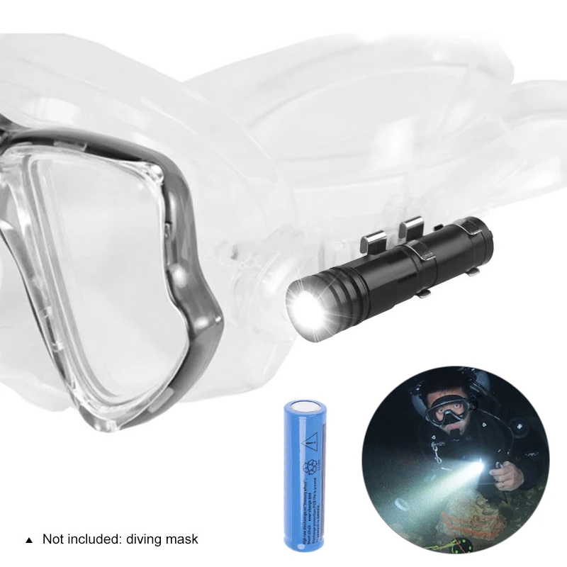 Powerful LED Diving Goggle Flashlight Super Bright Professional Underwater Torch IP68 Waterproof rating Lamp Using 14500 Battery