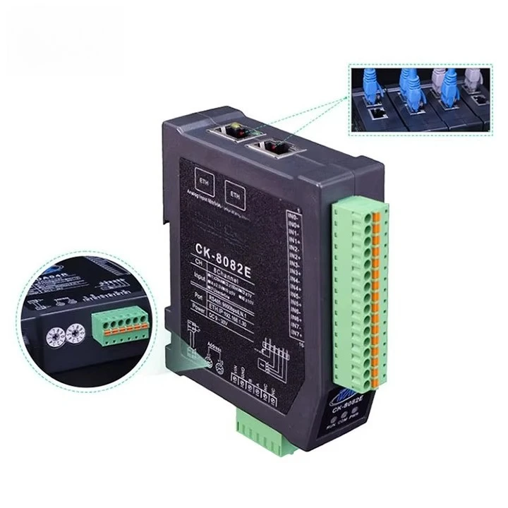 CK-8082E 24-bit Data Acquisition Remote I/O Modules Ethernet Cascade/RS485 MODBUS-RTU/MODBUS-TCP Analog Input EtherCAT Network