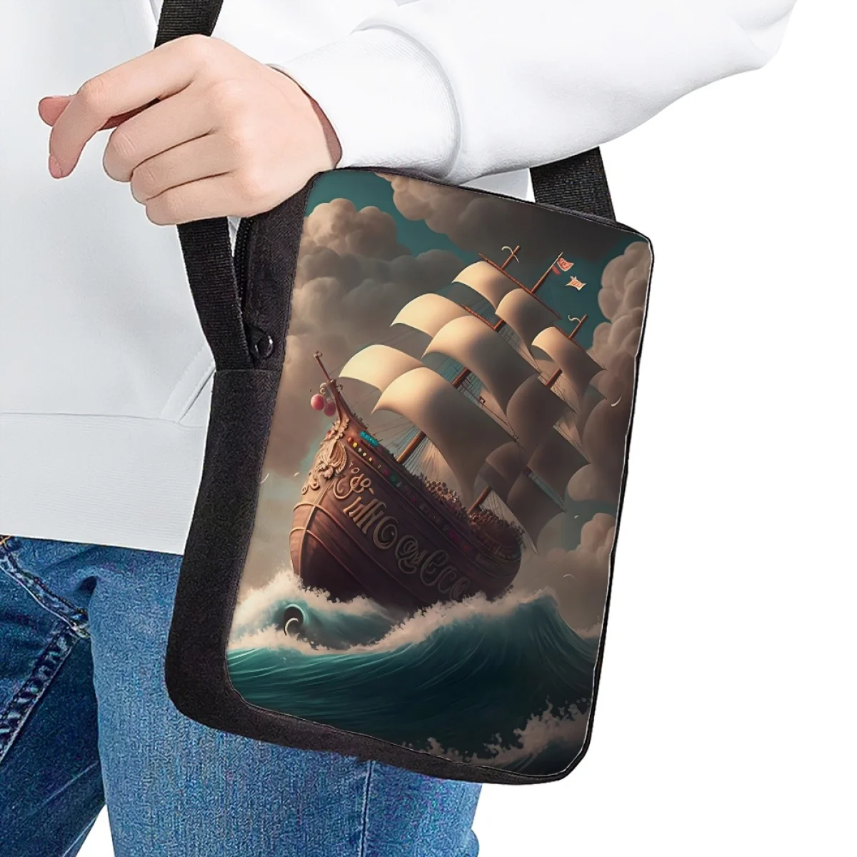 Fashion Trendy Cool Boat 3D Print Messenger Bag For School Boys Girls Wild Cross Body Bags Creative 2023New Lunch Bag Satchel