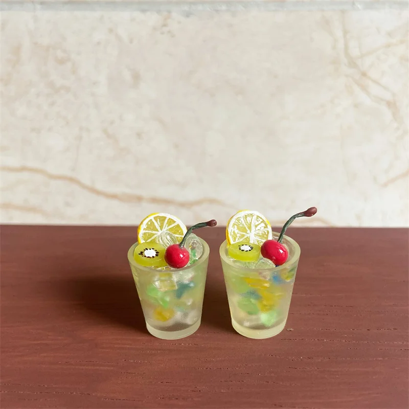 Domek dla lalek Mini Kolorowy Mini Fruit Ice Drink Cup Kuchnia Jedzenie Zabawka Model Domek dla lalek Scena Dekoracja Akcesoria Fotografia Rekwizyty